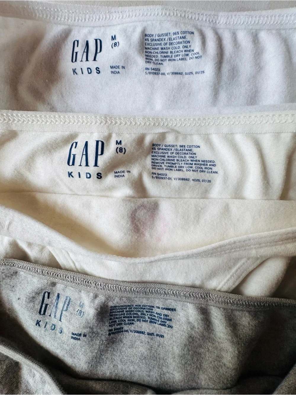 3-Pack kids Cotton Briefs - White, Cream, Gray